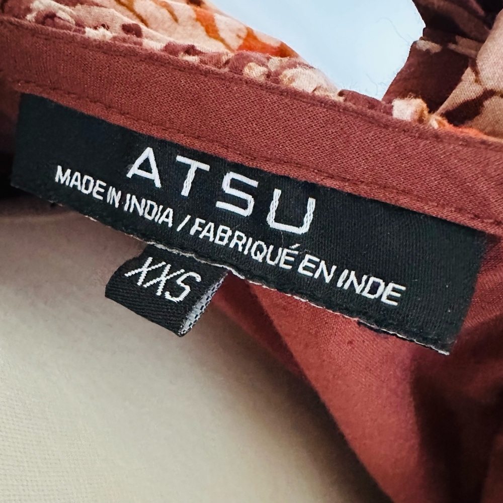 Anthropologie Atsu V-Neck Brown and Gold Ruffled Maxi Dress - Picture 8 of 10